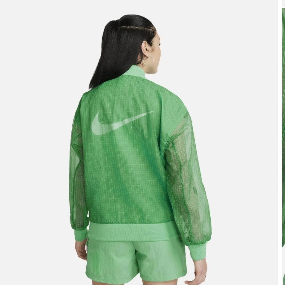 NWT Nike Essentials  Green Varsity Woven Bomber Jacket - Picture 3 of 14